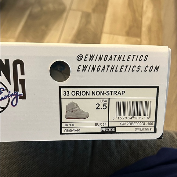 Brand New Patrick Ewing White and Red High-Top Pre School Sneakers 2.5 Youth - Picture 10 of 10